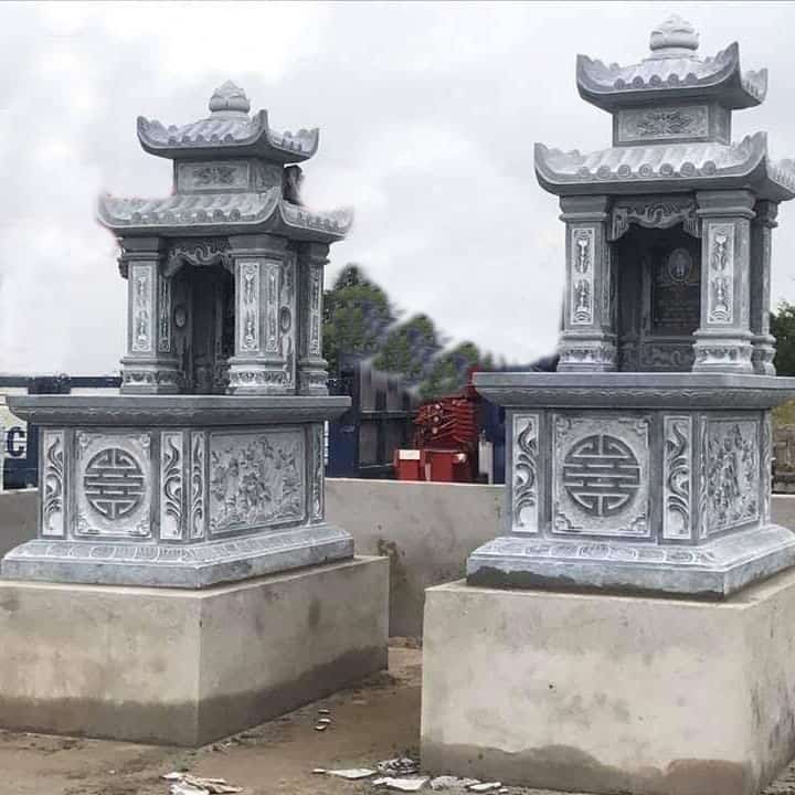 Mộ 2 mái đá xanh đen đẹp - M2M006