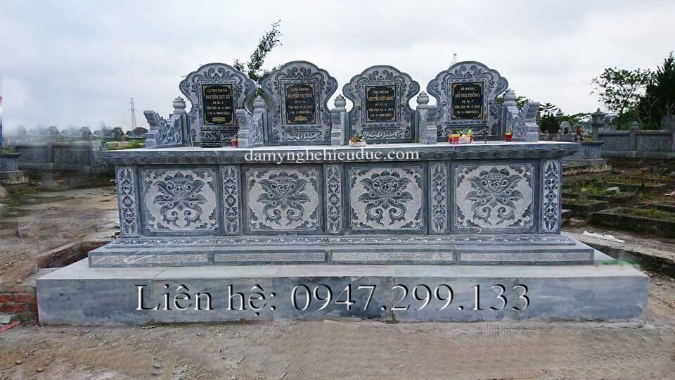 Mẫu mộ đá không mái đẹp, chuẩn phong thủy, mộ 4 dành cho những tình cảm khăng khít MKM004