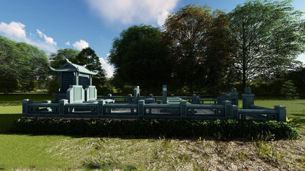 Khu lăng mộ đá xanh rêu thiết kế đơn giản nhưng sang trọng - KLM012