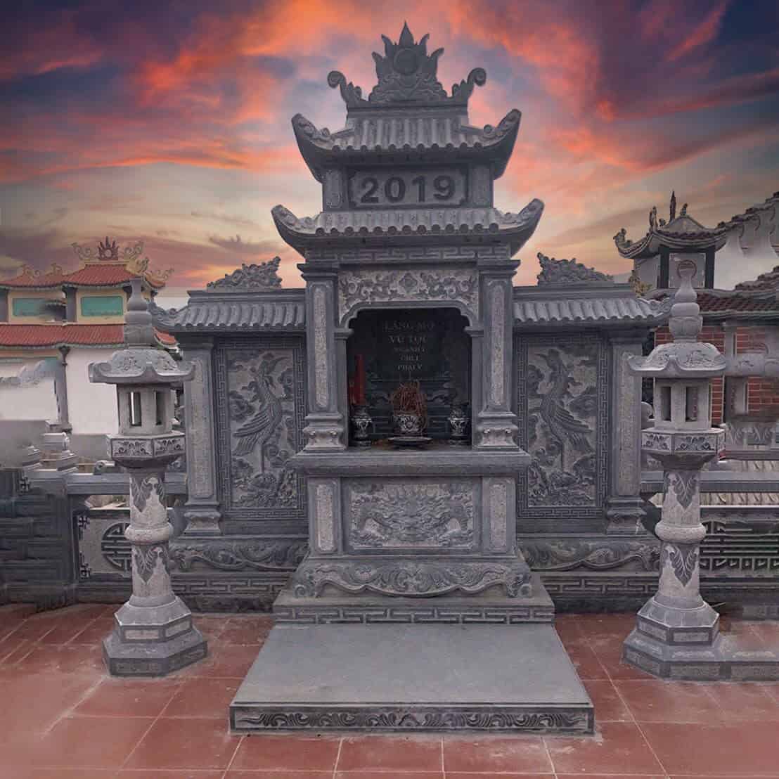 Mẫu Lăng thờ đá đẹp, chuẩn phong thủy - LTD014