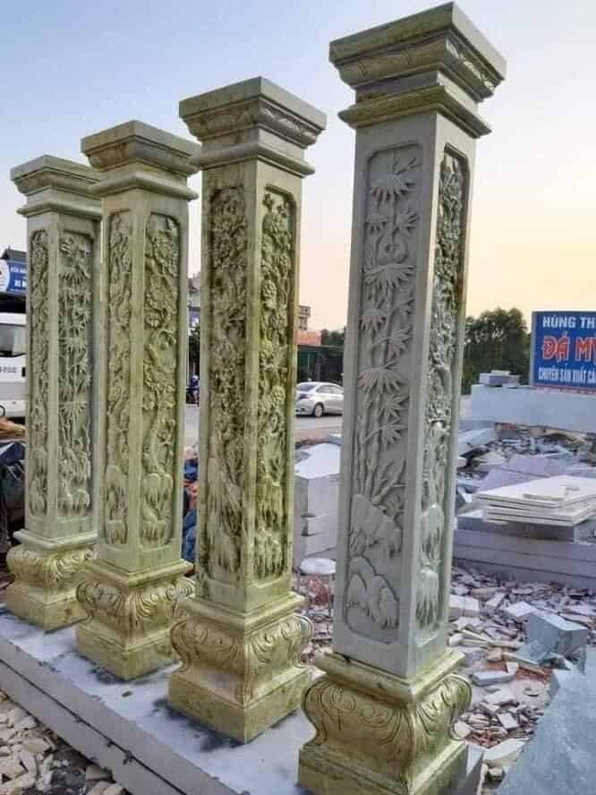 Mẫu cột đá chuẩn phong thủy, điêu khắc sắc nét - CD001