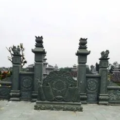 Mẫu Cuốn thư (bình phong - trấn trạch) đá xanh rêu đẹp - CT026