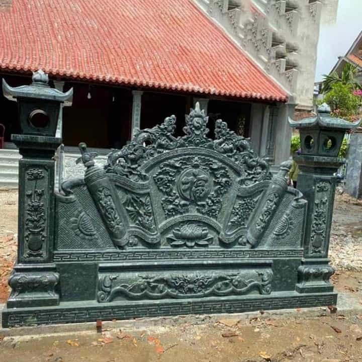 Mẫu Cuốn thư (bình phong - trấn trạch) đá xanh rêu đẹp - CT012