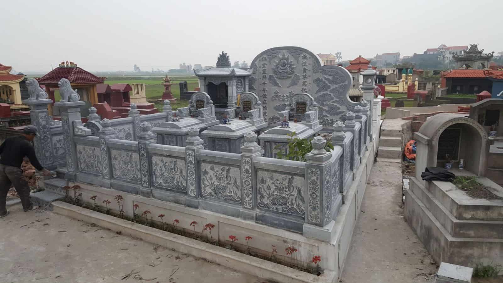 Khu lăng mộ đá mỹ nghệ KLM18 đẹp, trang nghiêm,chuẩn phong thủy