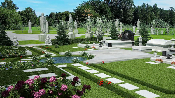 Khu lăng mộ đá hoa cương trắng kết hợp đen đẳng cấp, sang trọng