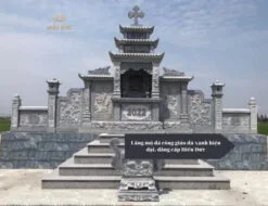Lăng mộ đá xanh đen công giáo đơn giản nhưng hiện đại, đẳng cấp