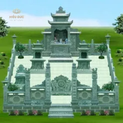 Phối cảnh 3D lăng mộ đá xanh rêu cao cấp, chuẩn phong thuỷ